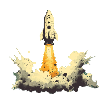 Raketen grafik mit SEO Schriftzug