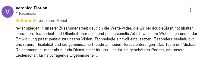 5 Sterne Google Bewertung von revier als SEO Agentur