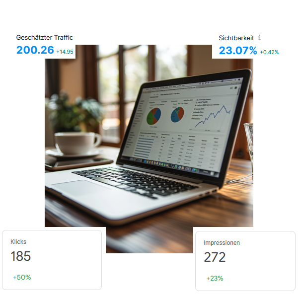 laptop showing very positive KPI development